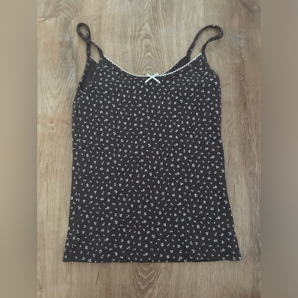 Brandy Melville Brown Bow Tank